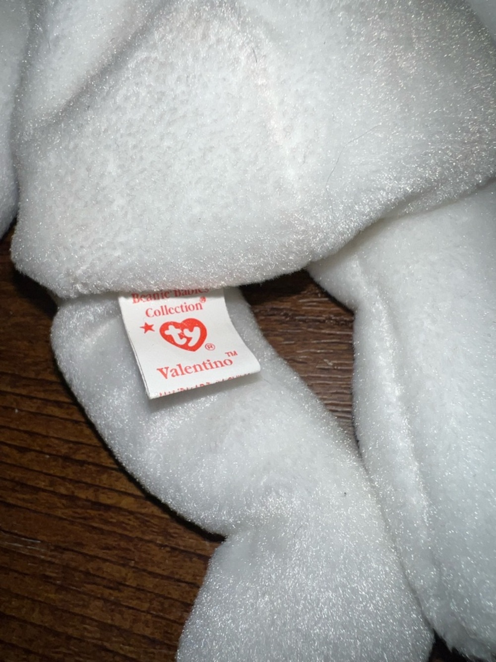 Rare TY Beanie Baby Valentino Vintage ‘93 White Plush Teddy Red Heart Retired - Picture 5 of 6